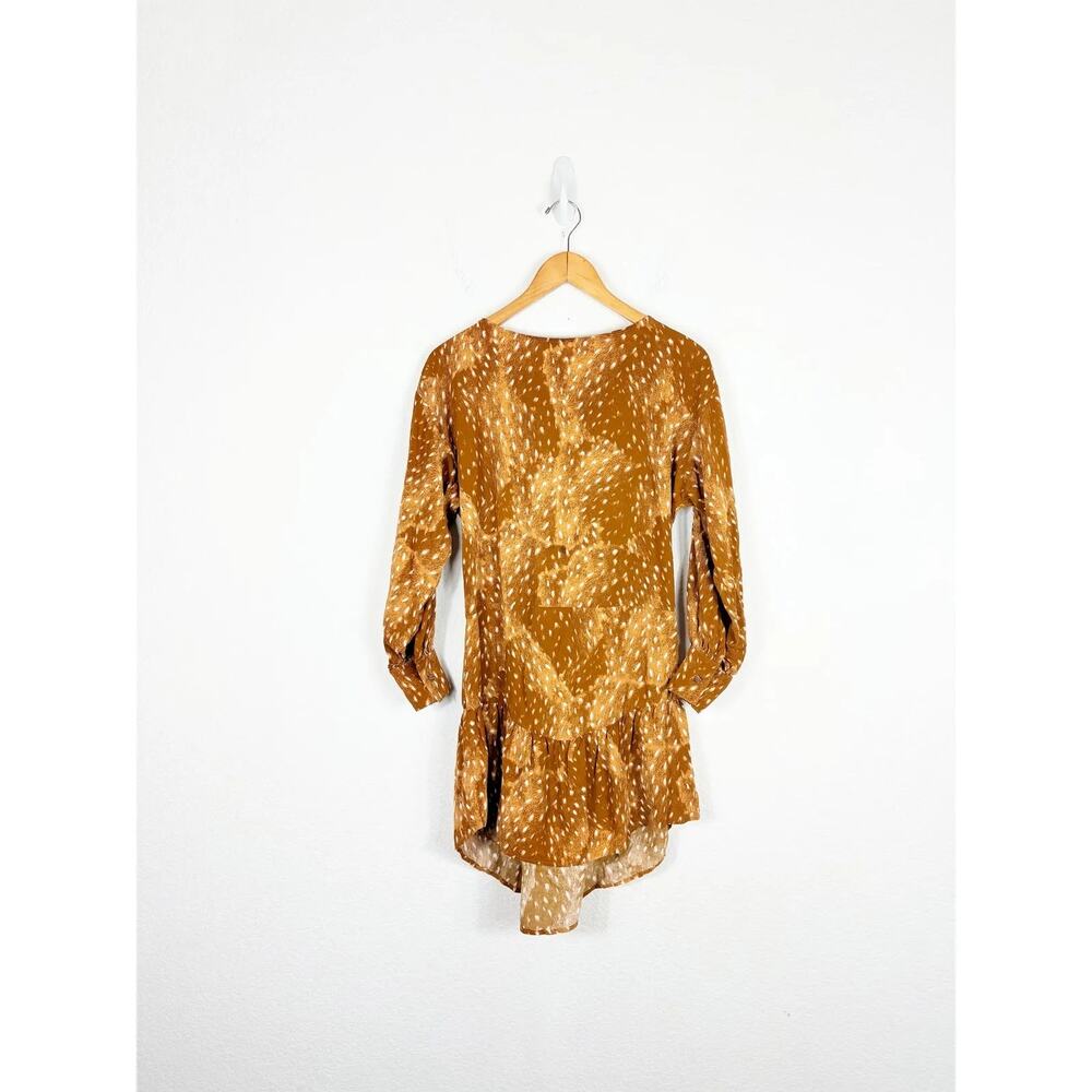 Stillwater Don't Look Back Mini Dress in Animal Print Aline Brown size Large